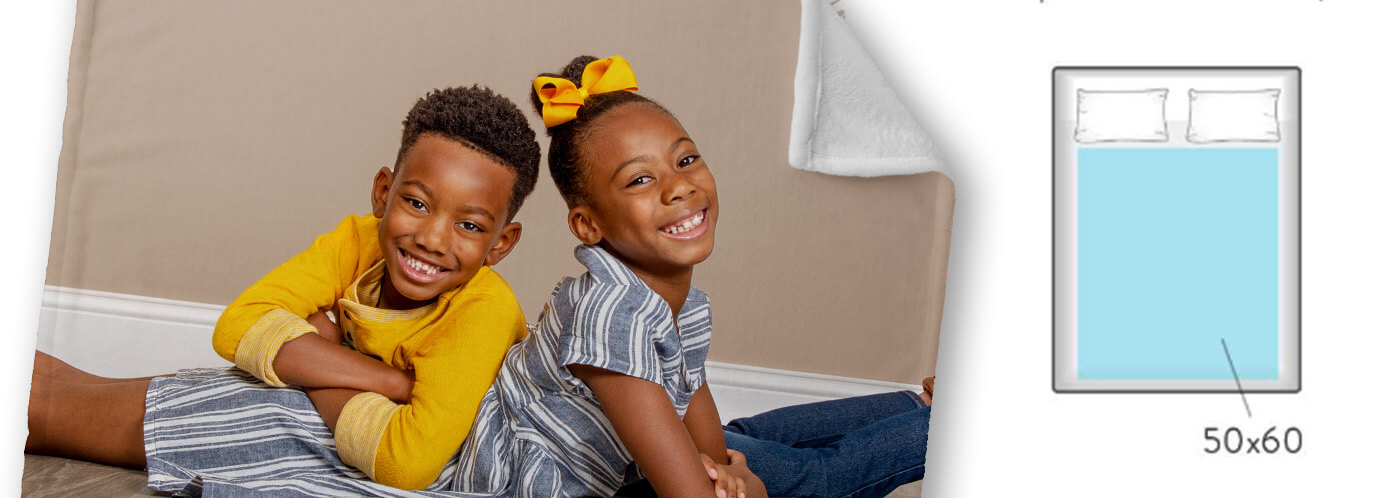 Personalized Photo blanket with images captured at JCPenney Portrait Studios.