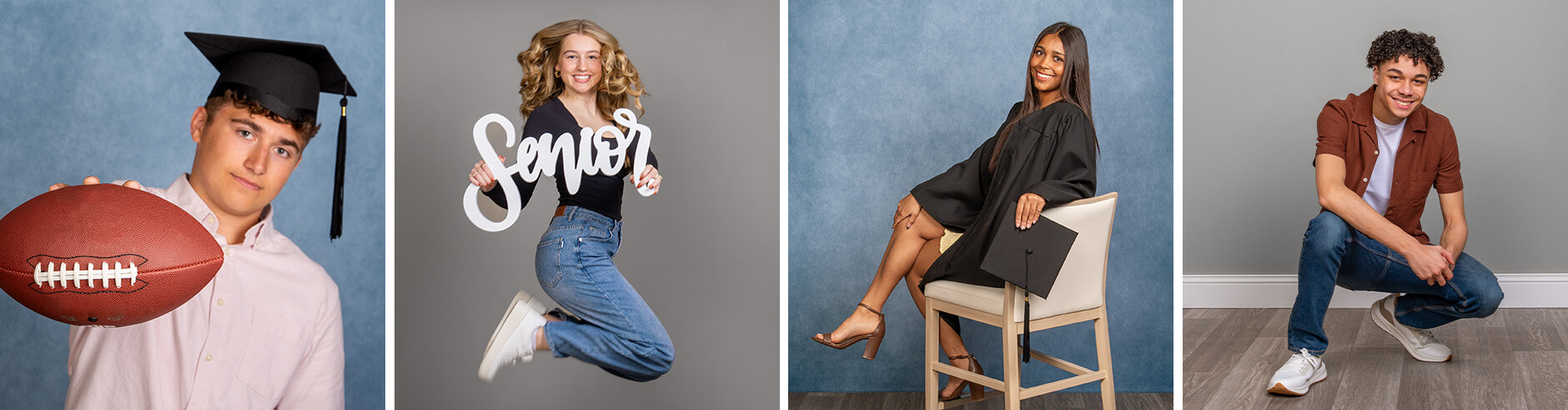 Graduating seniors having their senior pictures taken in a JCPenney Portrait Studio
